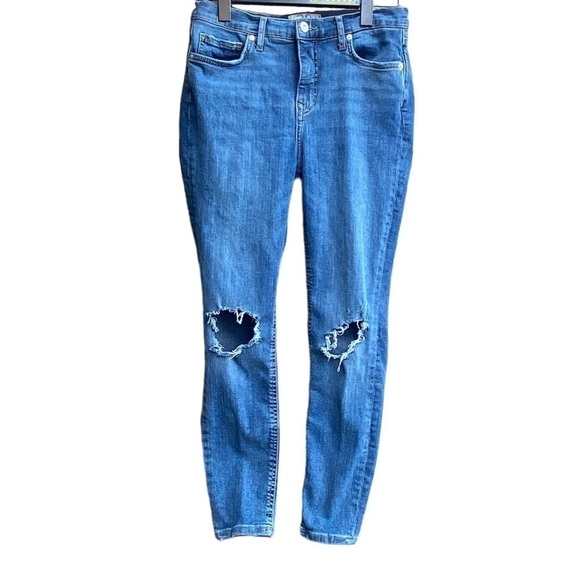 Free People High Waisted Jeans Size 29 Busted Knee - Picture 1 of 5